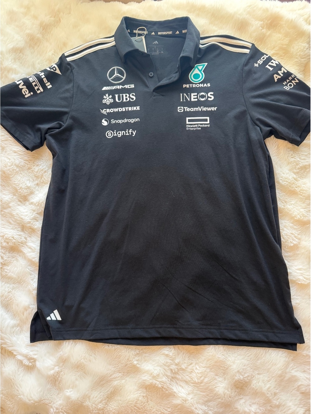 Adidas Mercedes AMG Petronas Motorsport Polo Shirt Large Black